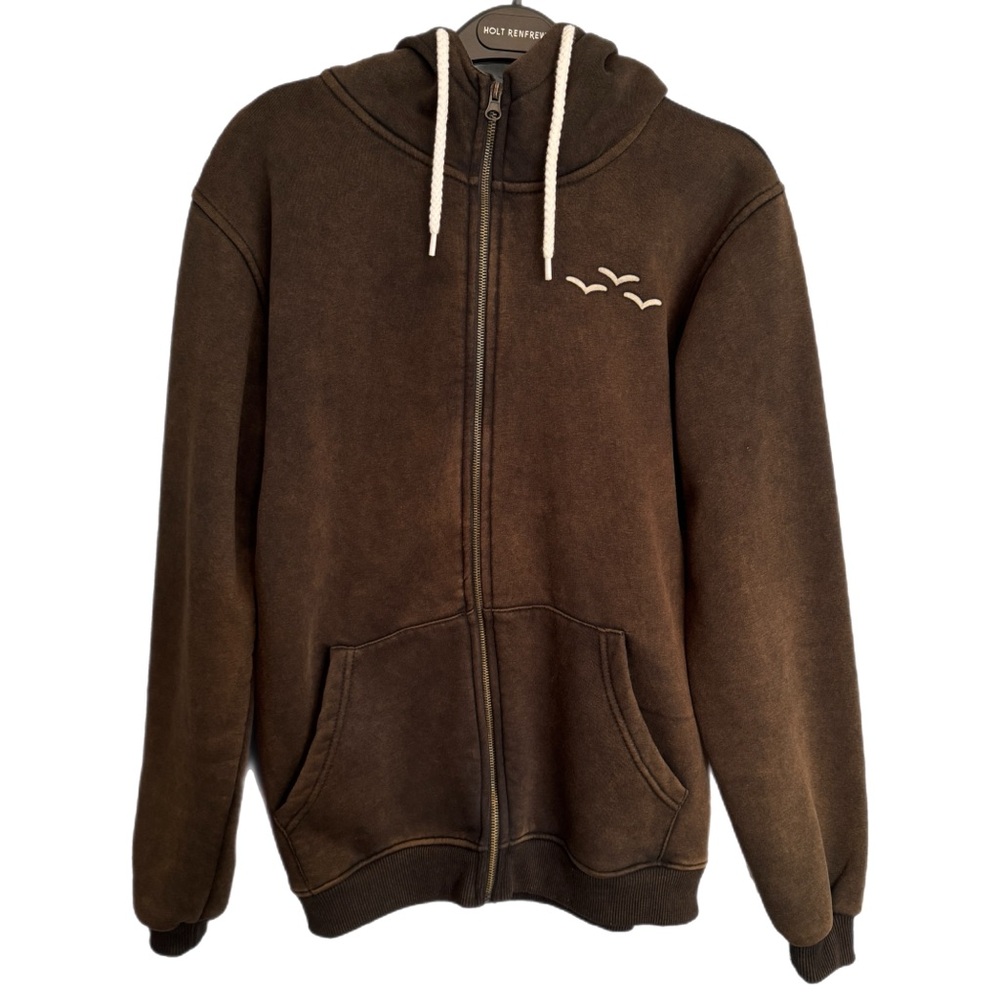 Lazypants Zip Up Hoodie Size M Dark Brown Acid Wash Y2K Skater Comfy Cozy Soft - Picture 1 of 11
